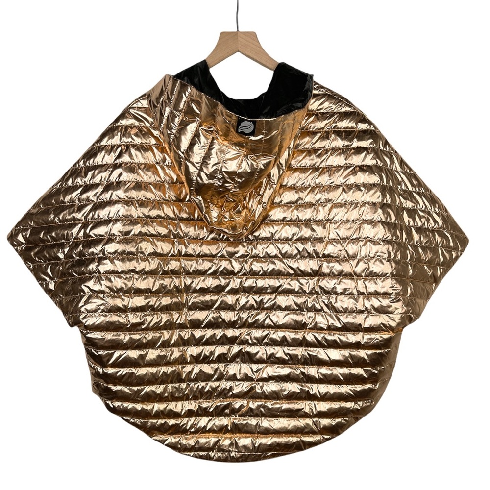 THINK ROYLN Heroine Quilted Down Filled Poncho in Rose Gold Metallic - Picture 4 of 15